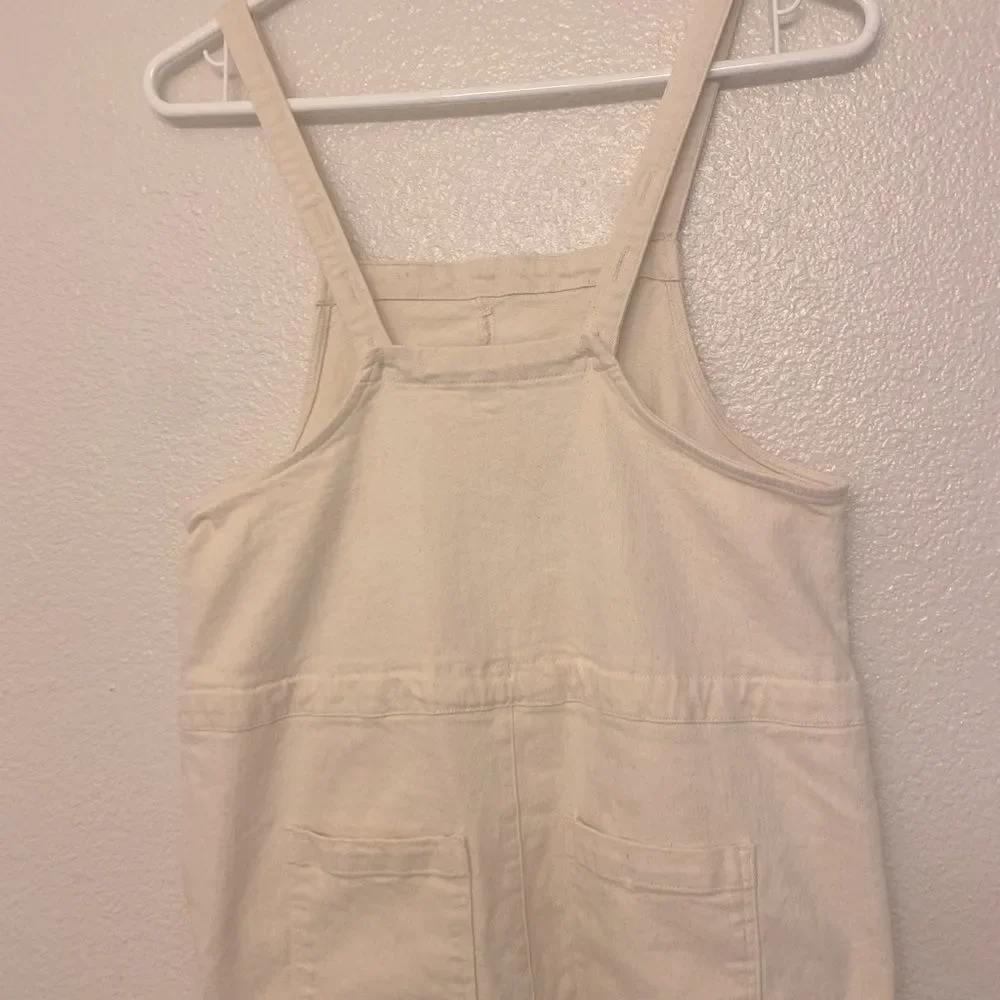 Free Assembly Slouchy Overalls white cream cotton canvas lagenlook teen 14-16
